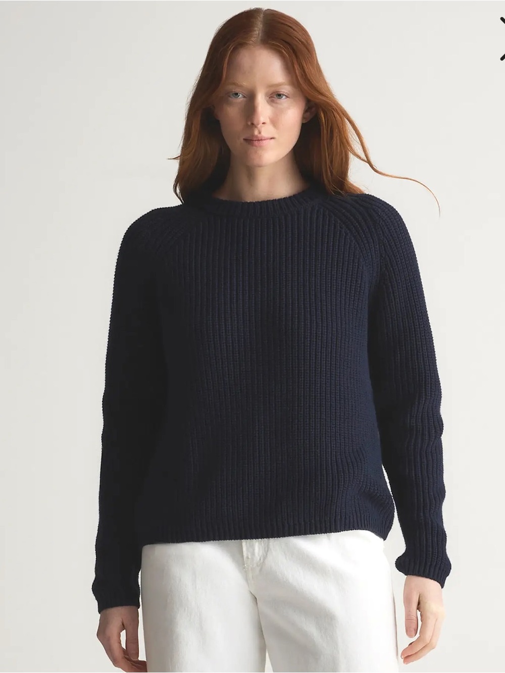 Quince 100% Cotton Navy Fisherman Sweater - Picture 2 of 5